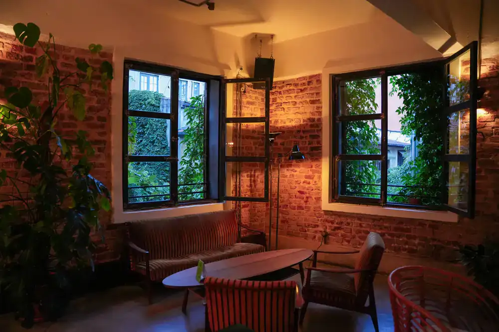 Cozy seating area with natural light